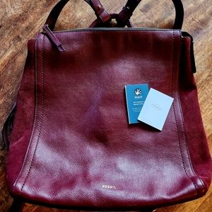 Women's Fossil Parker Leather Convertible Backpack